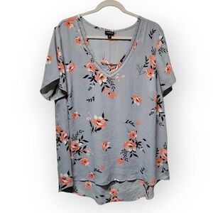 Torrid Gray Floral Blouse